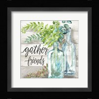 Vintage Bottles and Ferns Square II Framed Print