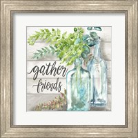 Vintage Bottles and Ferns Square II Fine Art Print