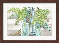 Vintage Bottles and Ferns Landscape Fine Art Print