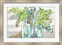 Vintage Bottles and Ferns Landscape Fine Art Print