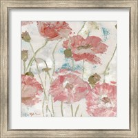 Poppies in the Wind Blush Square Fine Art Print