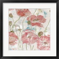 Poppies in the Wind Blush Square Fine Art Print