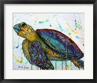 Sea Turtle w/paint splotches Framed Print