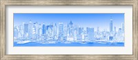 View of Manhattan Skyline in Blue Fine Art Print