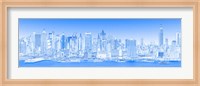 View of Manhattan Skyline in Blue Fine Art Print