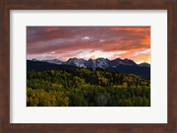 Trees with Mountain Range at dusk, Aspen, Colorado Fine Art Print