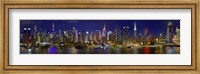 Panoramic View of Manhattan Skyline at Night Fine Art Print