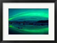 Aurora Borealis or Northern Lights over Jokulsarlon Lagoon, Iceland Fine Art Print