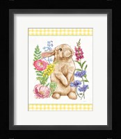 Sunny Bunny III Checker Border Framed Print