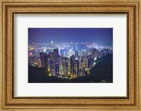 China, Hong Kong, Overview of City at Night Fine Art Print