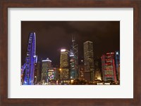 Skyscrapers and Hong Kong Observation Wheel, Hong Kong, China Fine Art Print