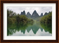 Karst Hills with Longjiang River, Yizhou, Guangxi Province, China Fine Art Print