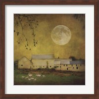 Sheep Under a Harvest Moon Fine Art Print