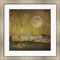 Sheep Under a Harvest Moon Fine Art Print