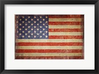 Vintage Flag on Barnwood Framed Print
