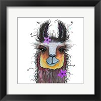 Llama with Purple Flower Fine Art Print