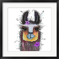 Llama with Purple Flower Fine Art Print