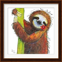 Sloth with Red Flower Fine Art Print