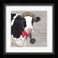 Intellectual Animals II Cow and Pipe Framed Print