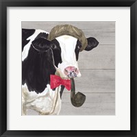 Intellectual Animals II Cow and Pipe Framed Print