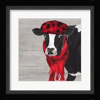 Intellectual Animals III Cow and Scarf Framed Print