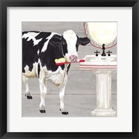 Bath time for Cows Sink Framed Print