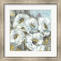 White Flowers with Gold Fine Art Print