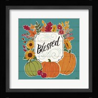 Thankful III Turquoise Framed Print
