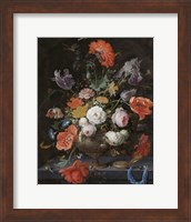 Abraham Mignon, Still Life with Flowers and a Watch Fine Art Print