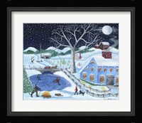Ice Skating By Old Farm Fine Art Print