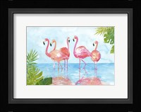 Flamingos And Leaves Fine Art Print
