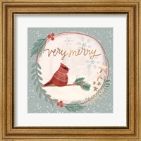 Very Merry Cardinal Snow Glove Fine Art Print