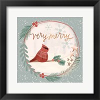 Very Merry Cardinal Snow Glove Fine Art Print