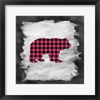 Pink Plaid Bear Framed Print