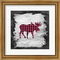 Pink Plaid Moose Fine Art Print