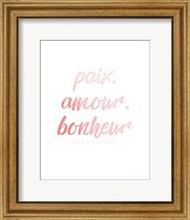 Paix Amour Bonheur Fine Art Print