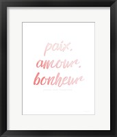 Paix Amour Bonheur Fine Art Print