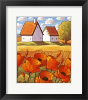 Red Flower Fields Landscape Framed Print