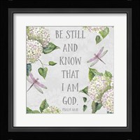 Bible Verse With Hydrangeas - A Framed Print