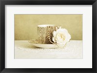 Antique Cup and Saucer with White Flower and Pearls Fine Art Print