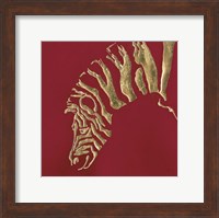 Gilded Zebra on Red Fine Art Print