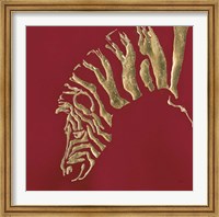 Gilded Zebra on Red Fine Art Print