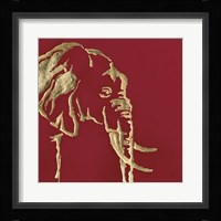 Gilded Elephant on Red Framed Print