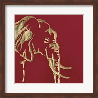 Gilded Elephant on Red Fine Art Print