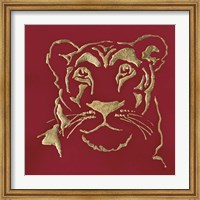Gilded Lioness on Red Fine Art Print