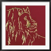 Gilded Lion on Red Fine Art Print