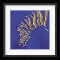 Gilded Zebra Indigo Framed Print