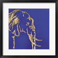 Gilded Elephant Indigo Framed Print