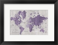 Old World Map Purple Gray Fine Art Print