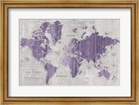 Old World Map Purple Gray Fine Art Print